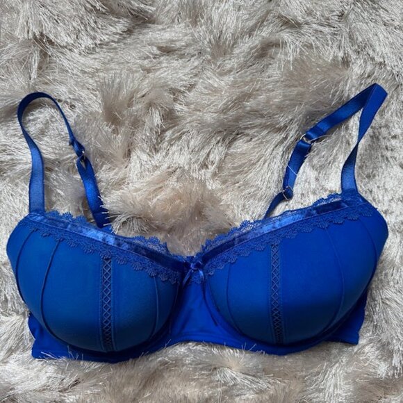 Candie's Bright Blue Balconette Push-up Bra - Picture 1 of 8